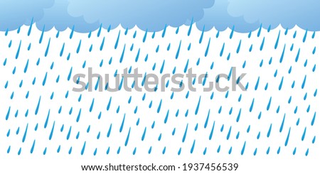 Dark clouds and falling rain drops background, rainy weather forecast vector illustration.