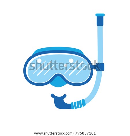 Diving mask and snorkel flat icon isolated