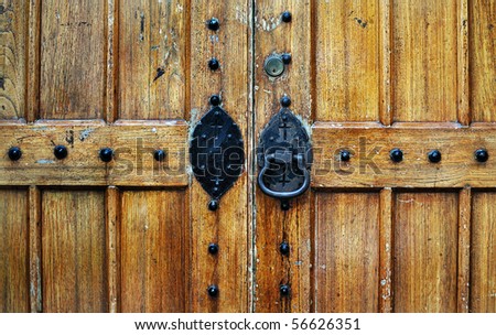 Old church door close-up. St John\'s Cathedral, Hong Kong.