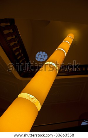 Staircase with big lamp