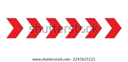 Arrow red chevron symbol. Warning striped arrow. Safety type.Isolated on white background. Vector  illustration