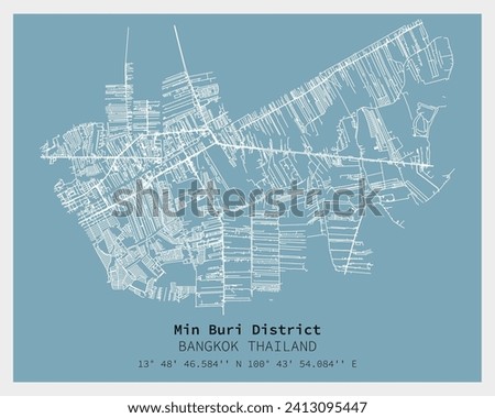 Street map of Min Buri District Bangkok,THAILAND ,vector image for digital marketing ,wall art and poster prints.