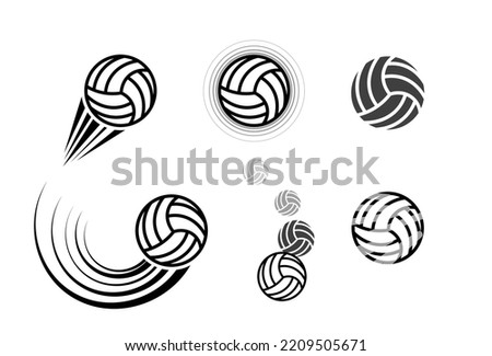 Volleyball ball icon. Vector illustration. Set of isolated volleyball ball icons. Black volleyball ball symbol.