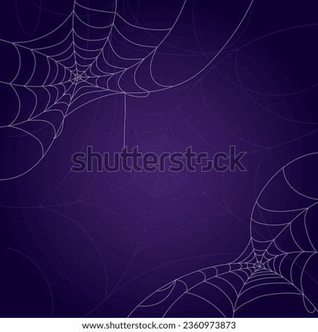 Dark gloomy background with cobwebs. Scary Halloween symbol isolated on purple wall. Vector illustration of a thin white spider web. The concept of a scary autumn festival, old age and abandonment. Сток-фото © 
