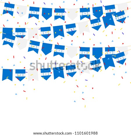 Honduras bunting flags with Confetti And Ribbons on white background.vector illustration