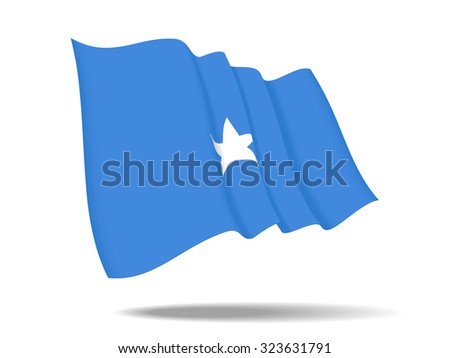 illustration Somalia flag waving Isolated on White Background,vector
