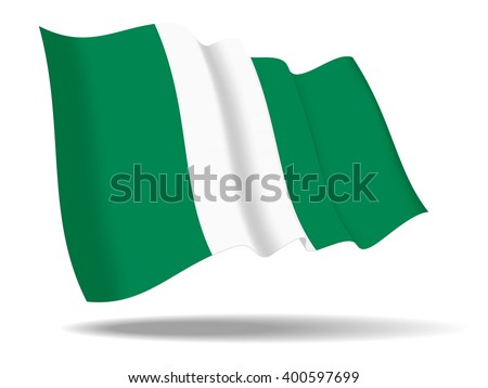 illustration Nigeria flag waving Isolated on White Background,vector