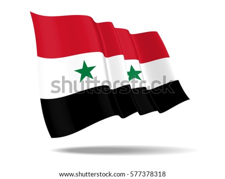 illustration Syrian Arab Republic flag waving Isolated on White Background,vector