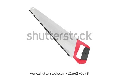 Pruning saw watercolor drawing isolated on white background. Garden saw clipart. Hand drawn pruning saw. Hand saw for pruning trees. Vector design