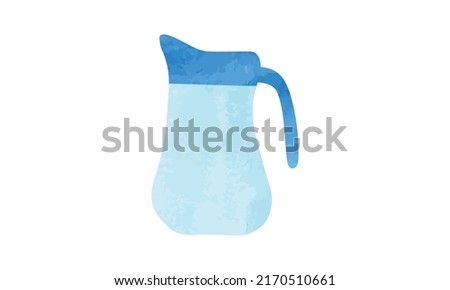 Glass water jug watercolor style vector illustration isolated on white background. Simple jug clipart. Minimalist water jug cartoon drawing. Minimalist jug vector design. Hand drawn style