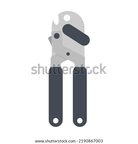 Modern can opener clipart vector illustration. Can opener with black plastic handle for opening cans flat style vector design. Can opener sign icon. Can opener clipart. Kitchen concept symbol