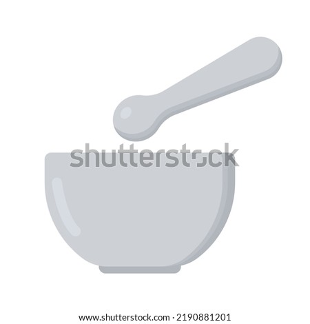 Mortar and pestle clipart vector illustration. Mortar and pestle flat design. Metal mortar and pestle sign icon. White mortar with pestle cartoon clipart. Medical, household domestic kitchen concept Photo stock © 