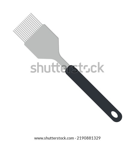 Basting brush icon clipart vector illustration. Kitchen basting brush for oil flat vector design. Kitchen brush icon isolated on white. Basting brush cartoon clipart. Kitchen utensils concept symbol