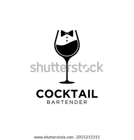 Wine Glass Bow Tie for Luxury Bar Dinner Restaurant Waitress Bartender Logo design