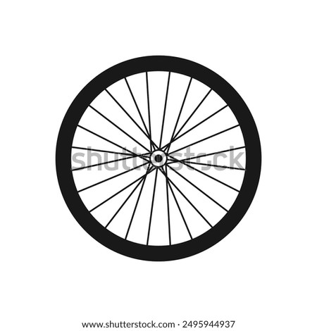 Bike Bicycle wheel vector icon. Bicycle wheel symbol. Bike rubber. Mountain tyre. Valve. Fitness cycle. Motor Bike. Vector