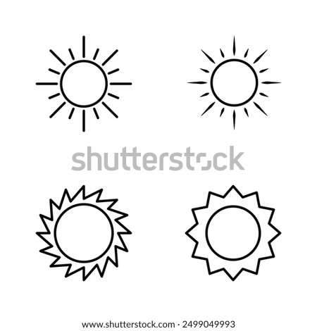 Sun icon set isolated on white background