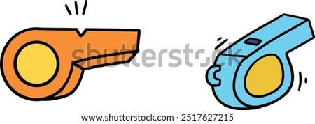 Whistle vector illustration design. Hand drawn Whistle with outline for sport referee, trainer, coach or police