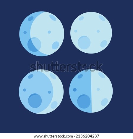 illustration of the four phases of the moon