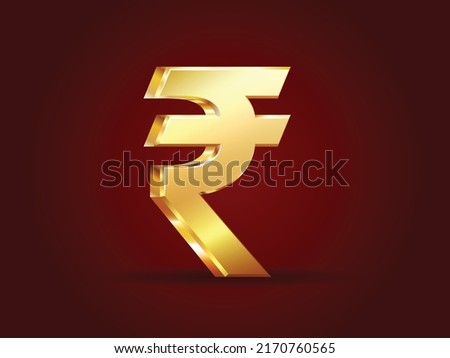 Golden Rupee Currency symbol. golden Indian rupee.