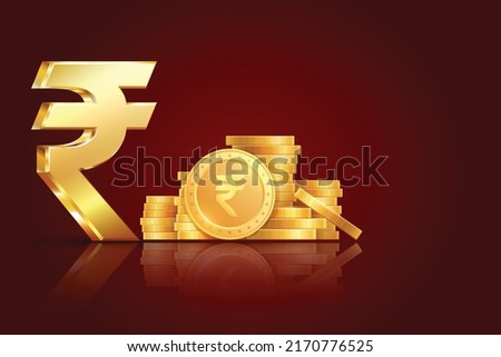 Golden Rupee Currency symbol. golden Indian rupee.