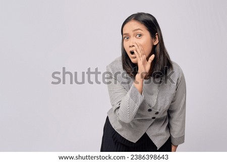 Similar – Image, Stock Photo A young woman says goodbye to an incredibly cuddly house cat. The cat enjoys the caresses in the sun on the stairs.