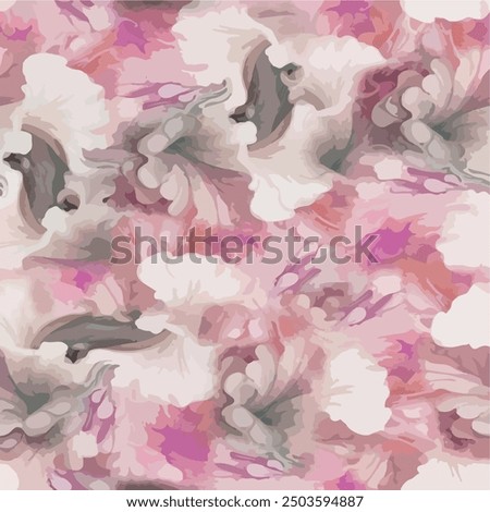 Floral pattern tropical peony hibiscus pink design flowers repeating blossom background. Amazing photo collage light trend color for natural gardening