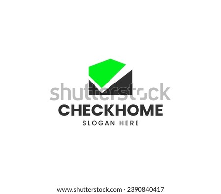 Real estate with check mark vector logo.