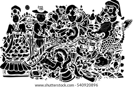 Black Vector Of Line Art Design . Abstract Art - 540920896 : Shutterstock