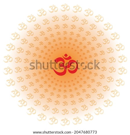 Beautiful Glowing OM with om rays in red and orange color shades for wall of Temples, Houses and for interior works etc.