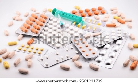 Similar – Image, Stock Photo Large group of syringes