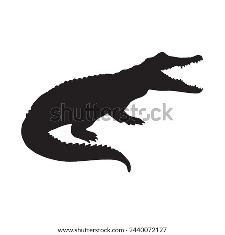 crocodile silhouette set collection isolated black on white background vector illustration