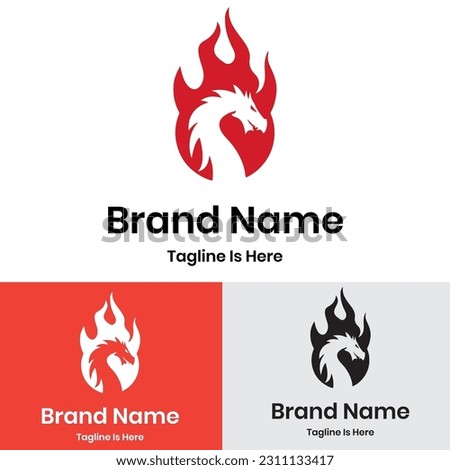 flame dragon logo design, dragon fire logo	
