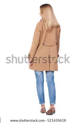 Similar – Image, Stock Photo Rear view blonde woman walking in the evening on field, low sun