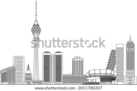 Sri Lanka, Colombo. Line sky line drawing vector illustration