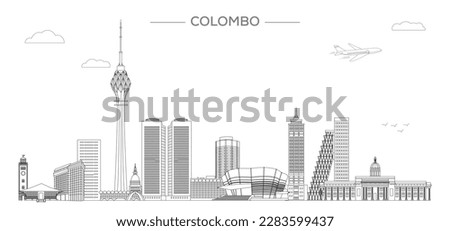 Sri Lanka Skyline vector line drawing illustration