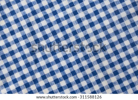 Fabric Texture, Close Up of A Blue and White Lumberjack Plaid Towel or Napkin Pattern Background.