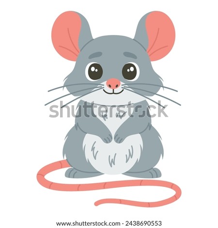 Mouse on white background, hand drawing, vector illustration.