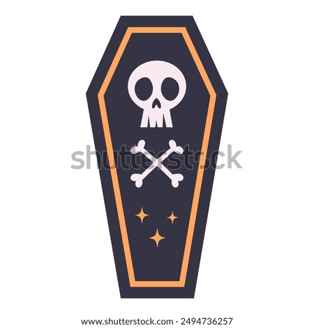 Halloween Coffin Front View Hand Drawn