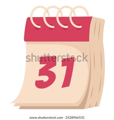 Calendar with date December 31, vector illustration on white background