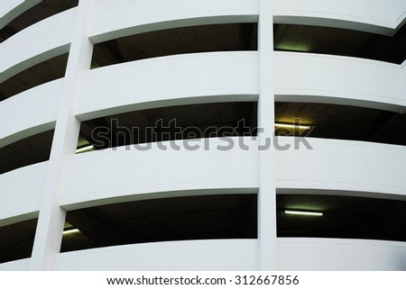 Abstract white building with fluorescent light tube