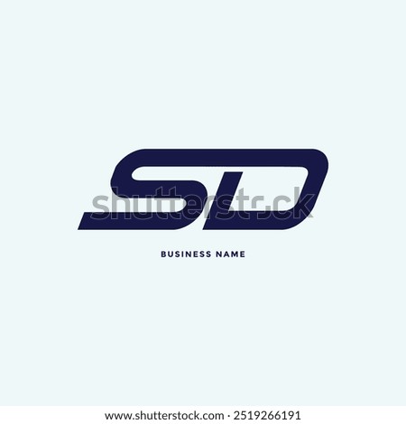 Modern SD Icon design. SD initials on a light background