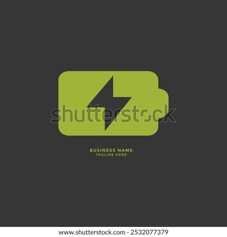 Energizing logo design, Green battery icon