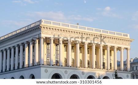 White theater with columns styled like White House in USA