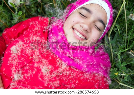 A happy Muslim girl
