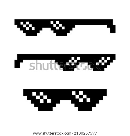 Thug life glass vector illustration. Thug life pixels vector glasses. Collection set of thug life glass vector illustration.