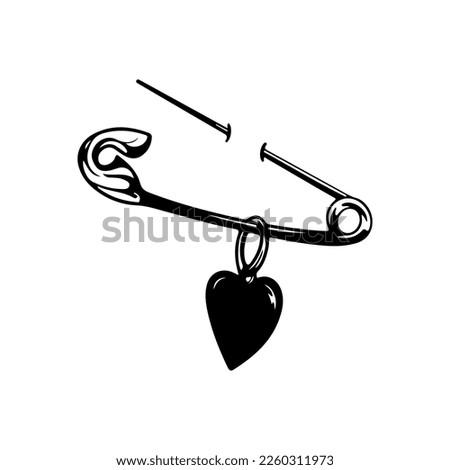 vector illustration of safety pin with heart concept