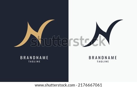Premium Letter N Logo Design With Pointy Style Foto stock © 