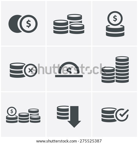 Coins Icons Set, Vector Design Black Color - 275525387 : Shutterstock
