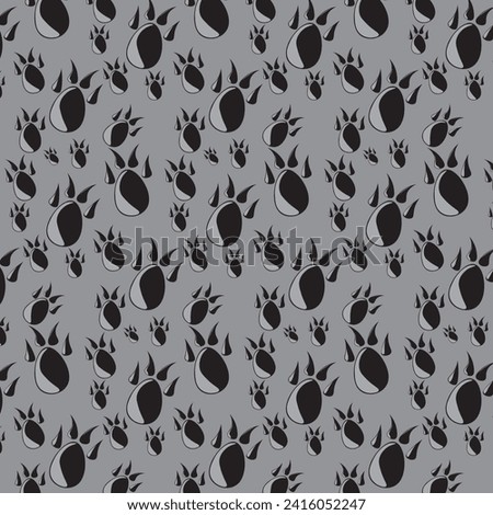 Vector background with patterned repeating fill. Patterned filling in the shape of an animal paw. Paws spread across the surface. abstract animal paw