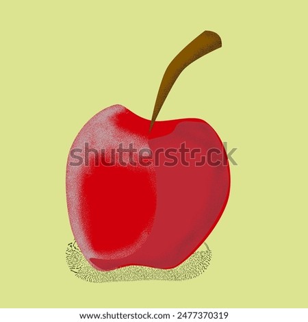 Vector illustration of an apple. Apple with shading and highlights. Isolated apple on a monochrome background. Texture shading. Vitamin, healthy diet, vegetarian.